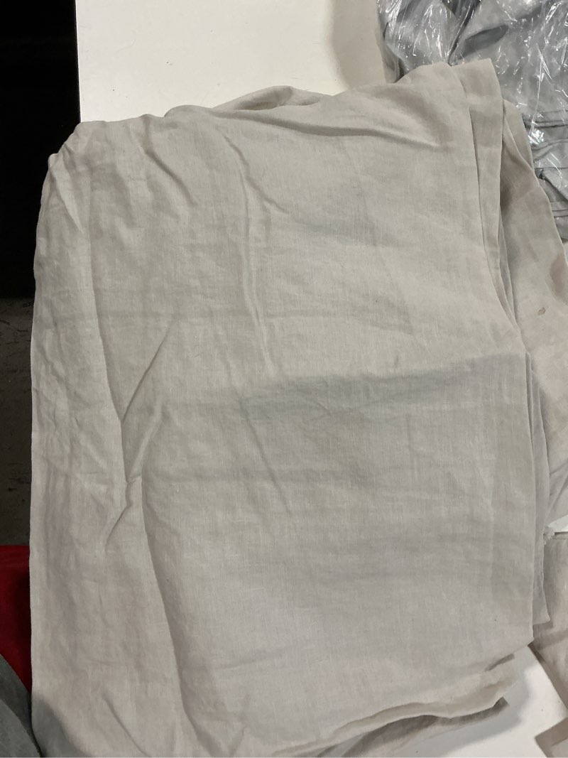Condition photo showing As Is for quince european linen duvet cover set sand king cali king 