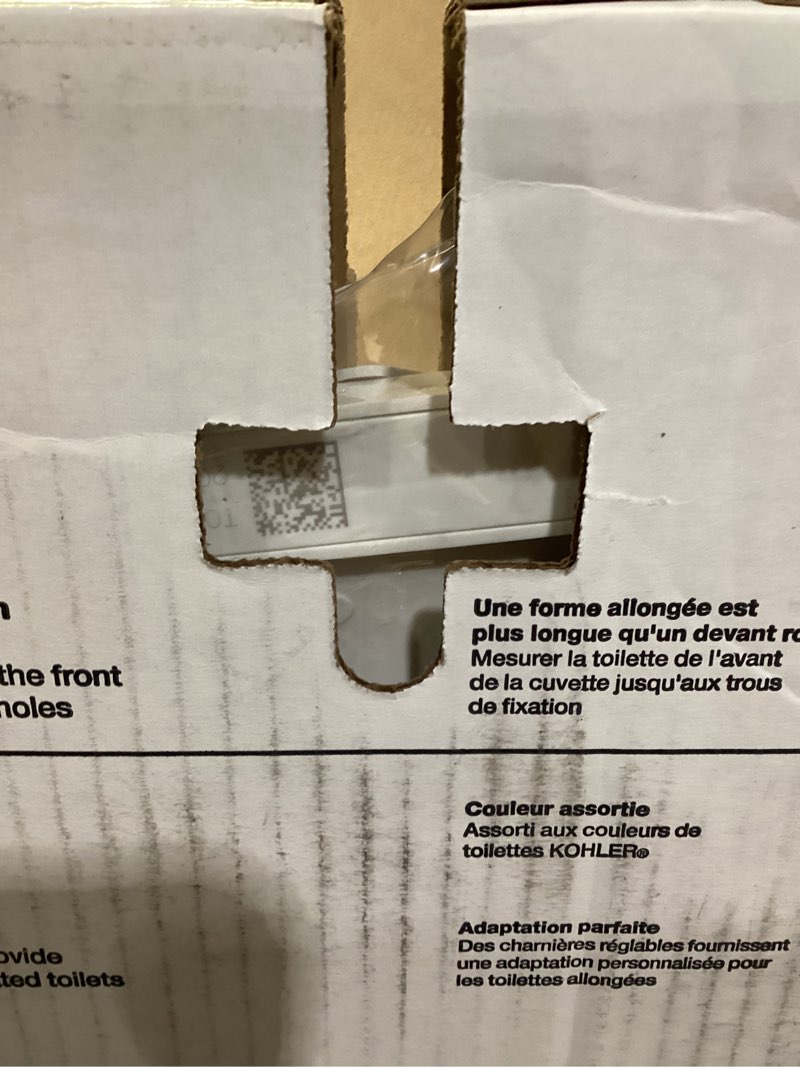 Condition photo showing New/Like New for KOHLER 4636-RL-0 Cachet ReadyLatch Elongated Toilet Seat Slow Close, Soft Close Toilet Seat Quiet Lid, Contoured Grip-Tight Bumpers Installation Hardware, Apartment Essentials, White White Elongated Ready Latch