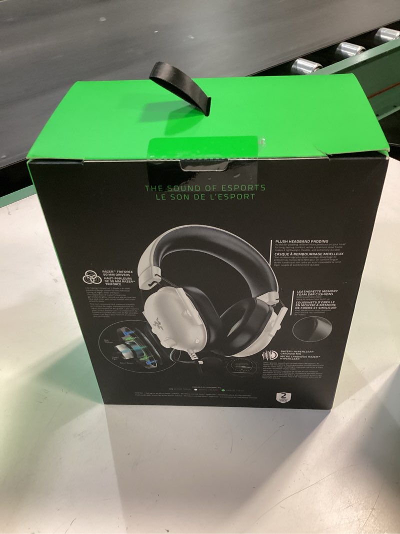 Condition photo showing New/Like New for razer blackshark v2 x gaming headset: 7.1 surround sound - 50mm drivers - memory foam cushion - for pc, mac, ps4, ps5, switch - 3.5mm audio jack - white white 3.5 mm pc