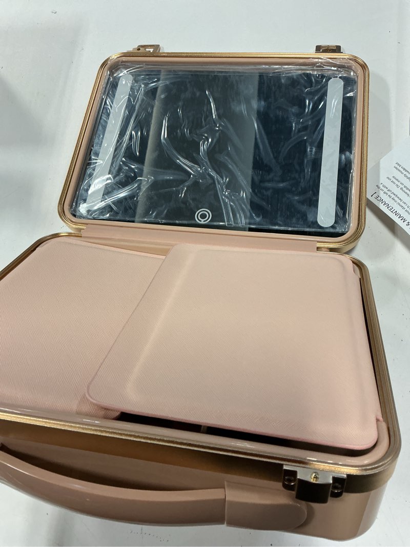 Condition photo showing Good Condition for easyinbeauty travel makeup case with lighted mirror, rechargeable led makeup mirror travel case with 3 color modes & adjustable brightness, portable makeup storage box for girls, women & makeup artist