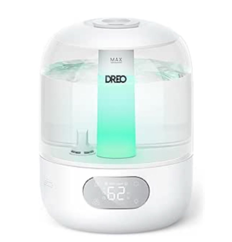 Dreo Humidifiers for Bedroom, 3L Top Fill Cool Mist Humidifiers, 30Hr Quite Runtime, Humidity Sensor