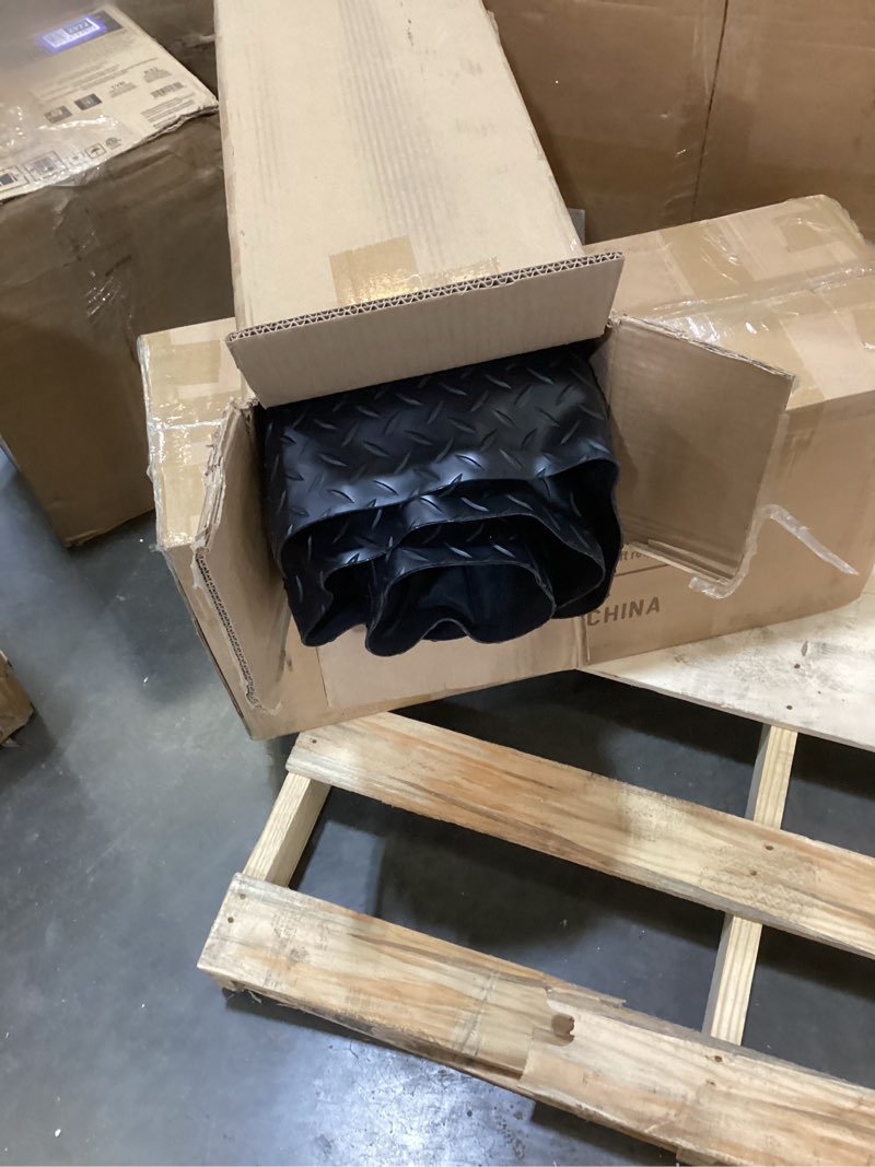Condition photo showing As Is for anti fatigue mats industrial 2' x 5' 15/16" thick ergonomic standing mat commercial kitchen mat heavy duty diamond plate cushioned shop floor mats helps relieve back and leg soreness 2' x 5' black