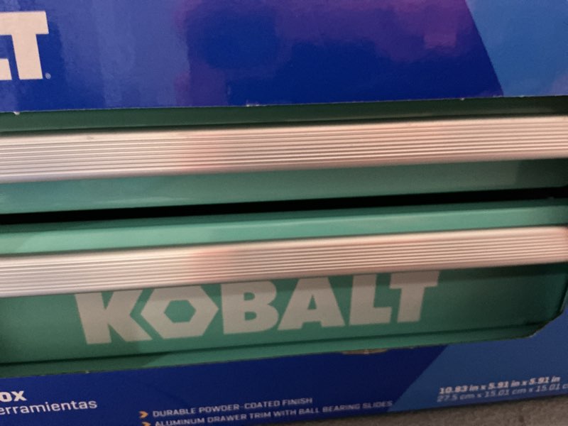 Condition photo showing Good Condition for mini 2-drawer steel tool box teal color