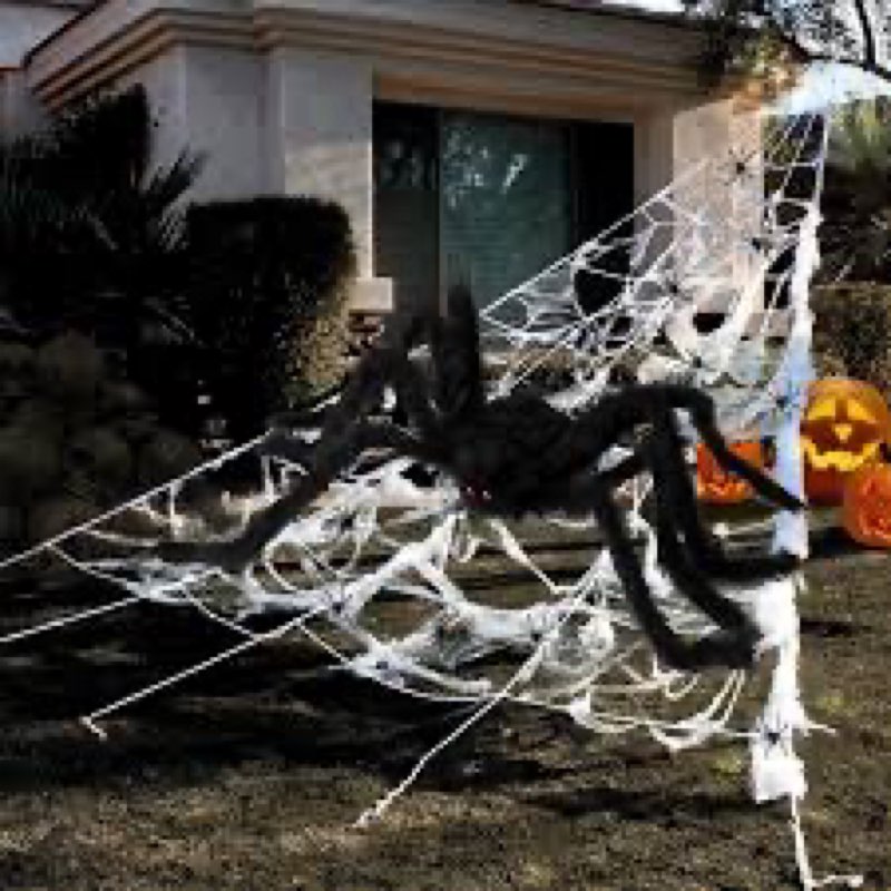 4.2Ft Giant Spider Halloween Decorations Outdoor 52" Light Up Spider with 90 LED Lights for Front Ya