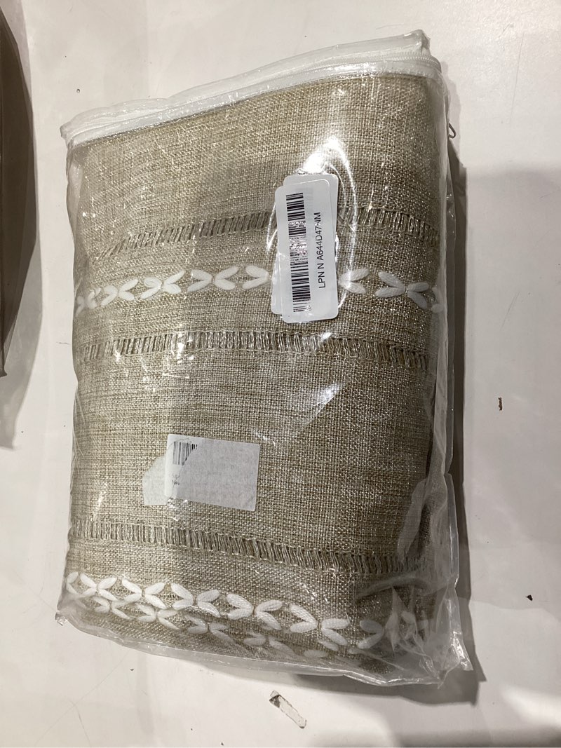 Condition photo showing Good Condition for Joydeco Linen Curtains 120 inch Length 2 Panel Set, Light Filtering Curtain for Living Room Bedroom, 52 inch Wide Drapes with Rod Pocket Back Tab Ivory on Linen 52"W x 120"L (Pack of 2)