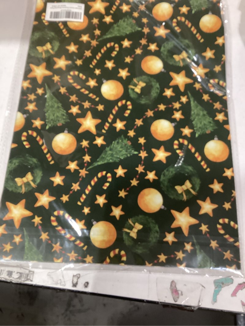 Condition photo showing New/Like New for GIOLNIAY Christmas Wrapping Paper Men Women Kids - Green Holiday Gift Wrap with Gold Stars, Candy Canes & Trees - 4 Jumbo Sheets, 28?×40? Each, Easy to Store Green Décor