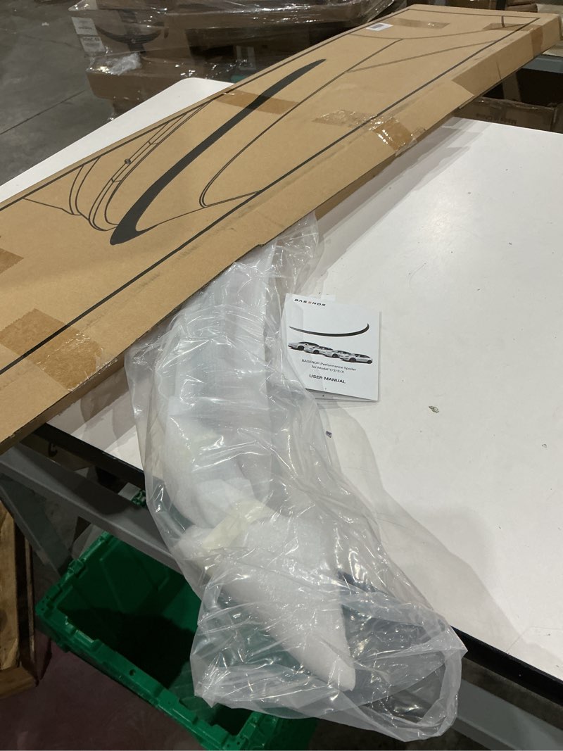 Condition photo showing Good Condition for basenor rear spoiler for 2025 2026 tesla model y juniper rear trunk lip wing abs oem sporty appearance model y juniper exterior accessories matte carbon fiber (standard & premium 2025/2026) model y juniper matte carbon fiber