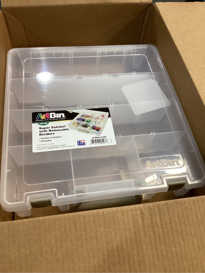 Condition photo showing Good Condition for ArtBin 9007AB Super Satchel with Removable Dividers, Portable Art & Craft Organizer with Handle, [1] Plastic Storage Case, Clear 1 Pack Removable Dividers