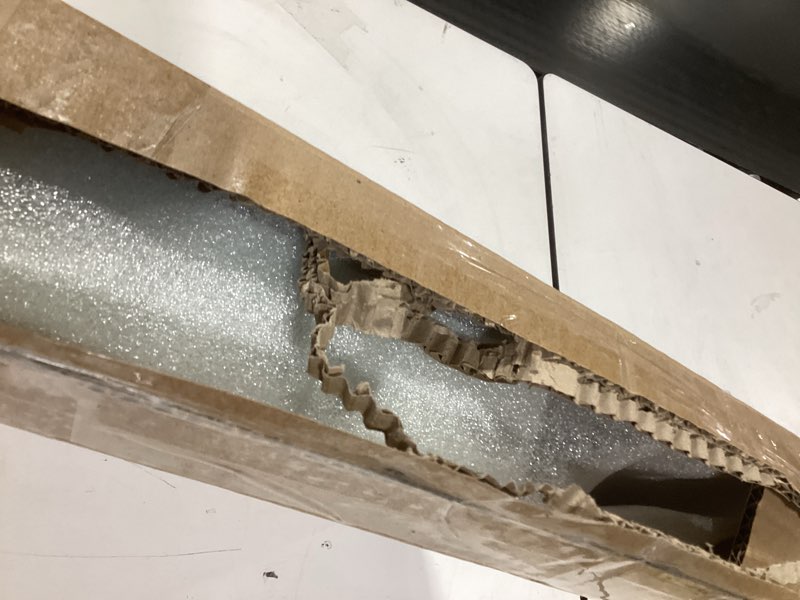 Condition photo showing New/Like New for 22.6'' × 13'' Coffee Table Tray Shagreen Decorative Tray for Ottoman Home Decor Serving Tray with Acrylic Gold Handles Modern Elegant Scalloped Large Ottoman Tray Ice Blue 22.6" x 13" x 2"