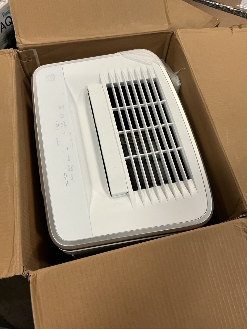 Condition photo showing As Is for Frigidaire FGAC5044W1 Dehumidifier, High Humidity 50 Pint Capacity with Wi-Fi Connected, Built-In Air Ionizer to maximize your comfort, Easy-to-Clean Washable Filter, in White
