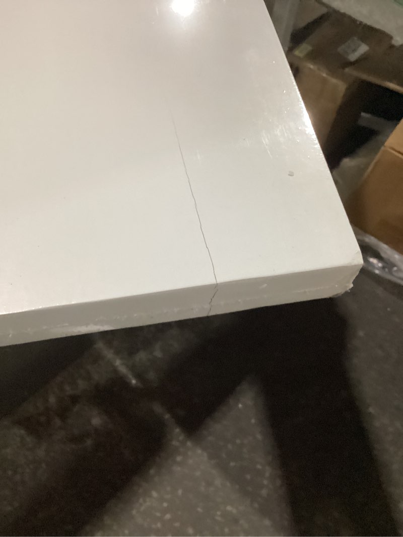 Condition photo showing As Is for Vivelove Wooden Floating Shelves for Wall 48” x 8”x 1.4”, Solid Wood Shelf with Invisible Brackets, Deep Wall Shelves for Bathroom, LivingRoom, Kitchen, Bedroom, Modern Home Decor, Set of 1 - White Classic White 1 48”Wx8”Dx1.4”H