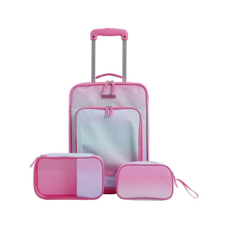 Travelers Club 3 Piece Soft-Side Junior Kid's Travel Luggage Set, Pink Omni