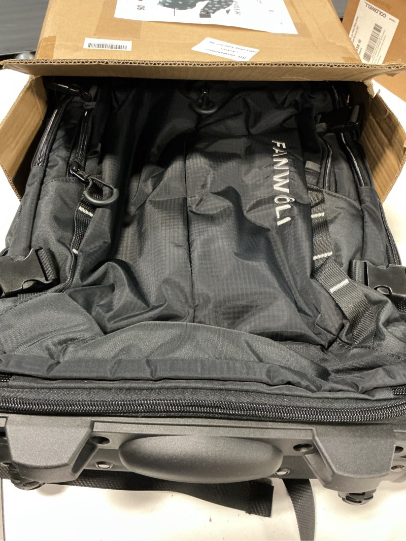 Condition photo showing Good Condition for fanwoli rolling vacuum backpack travel,one-button compression,carry-on | 55l expandable | 2-in-1 design | built-in electric pump | 16 pockets | water resistant | fits 18” laptop black