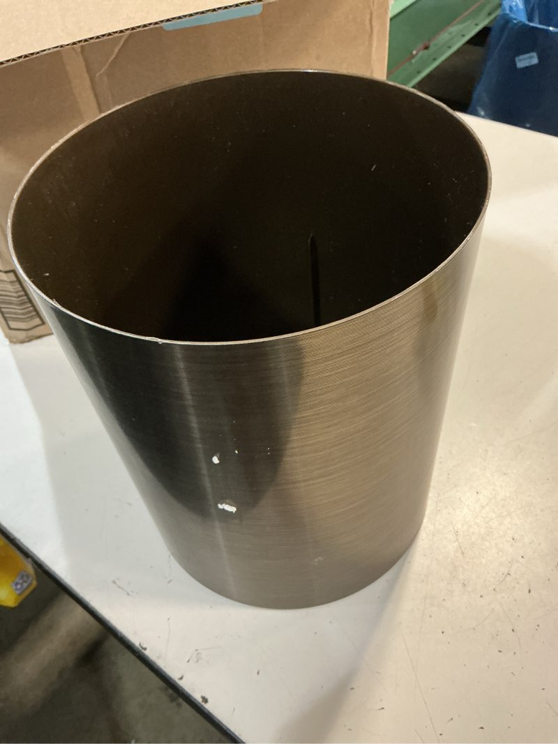 Condition photo showing As Is for (incomplete , missing piece) umbra mezzo swing-top waste can, 2.5-gallon (10 l), bronze