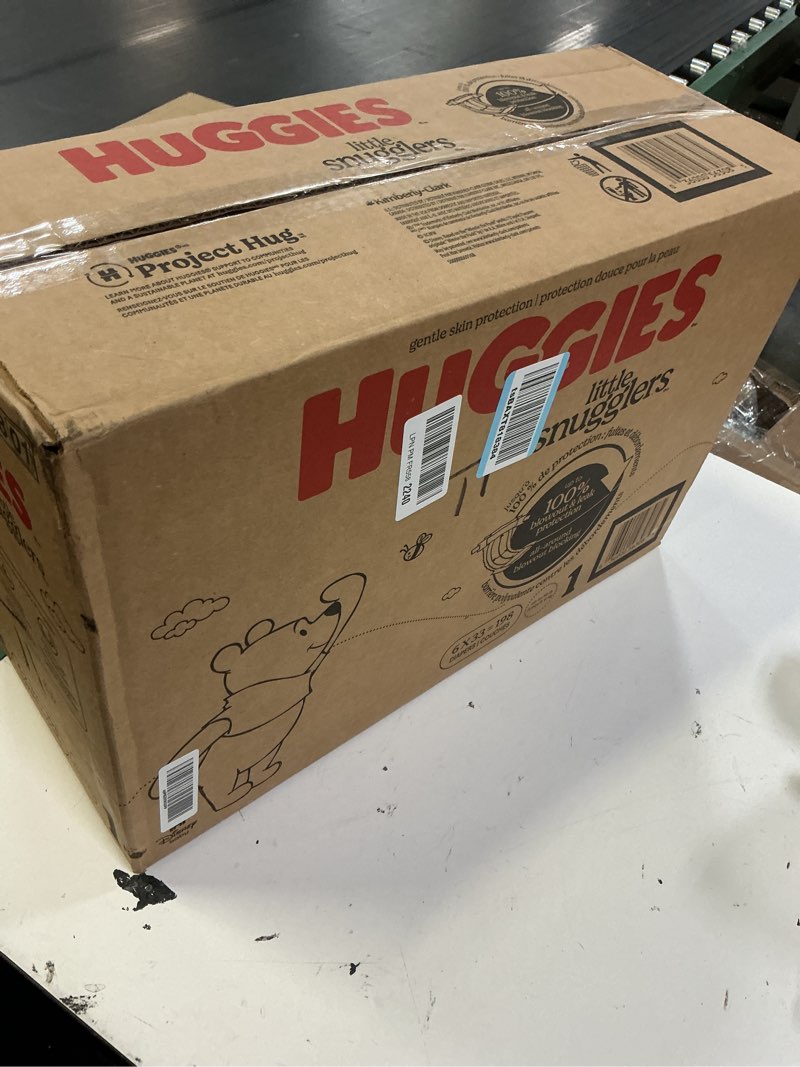 Condition photo showing New/Like New for huggies size 1 diapers, little snugglers diapers, size 1 (8-14 lbs), 198 count (6 packs of 33), packaging may vary size 1 198