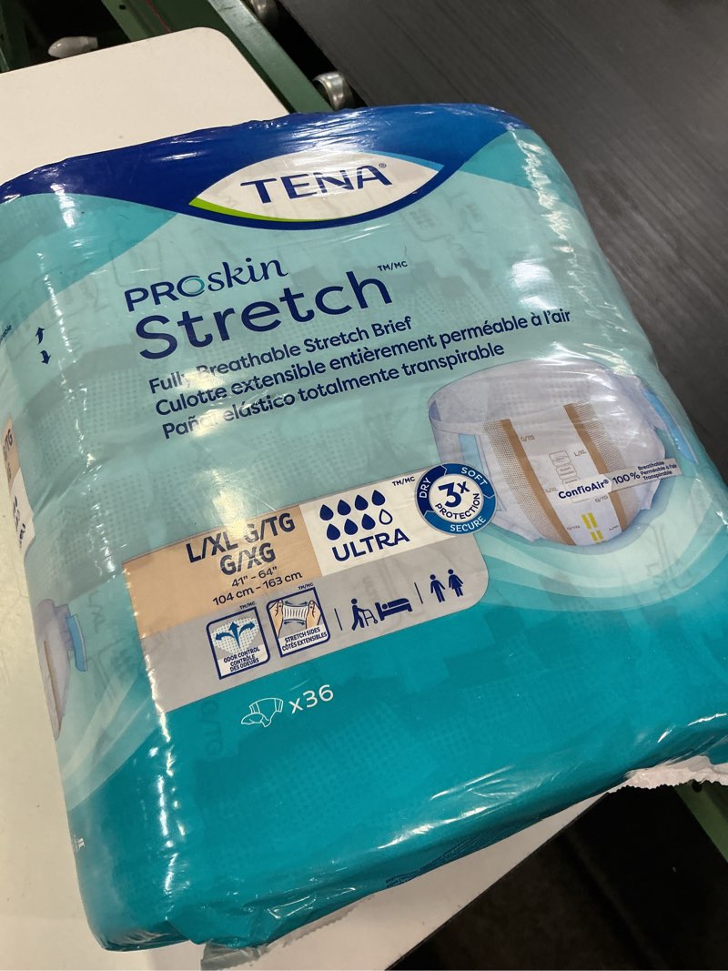 Condition photo showing New/Like New for tena stretch ultra briefs, incontinence, disposable, heavy absorbency, large/xl, 36 count, 1 pack large / x-large (36 count) 36.0