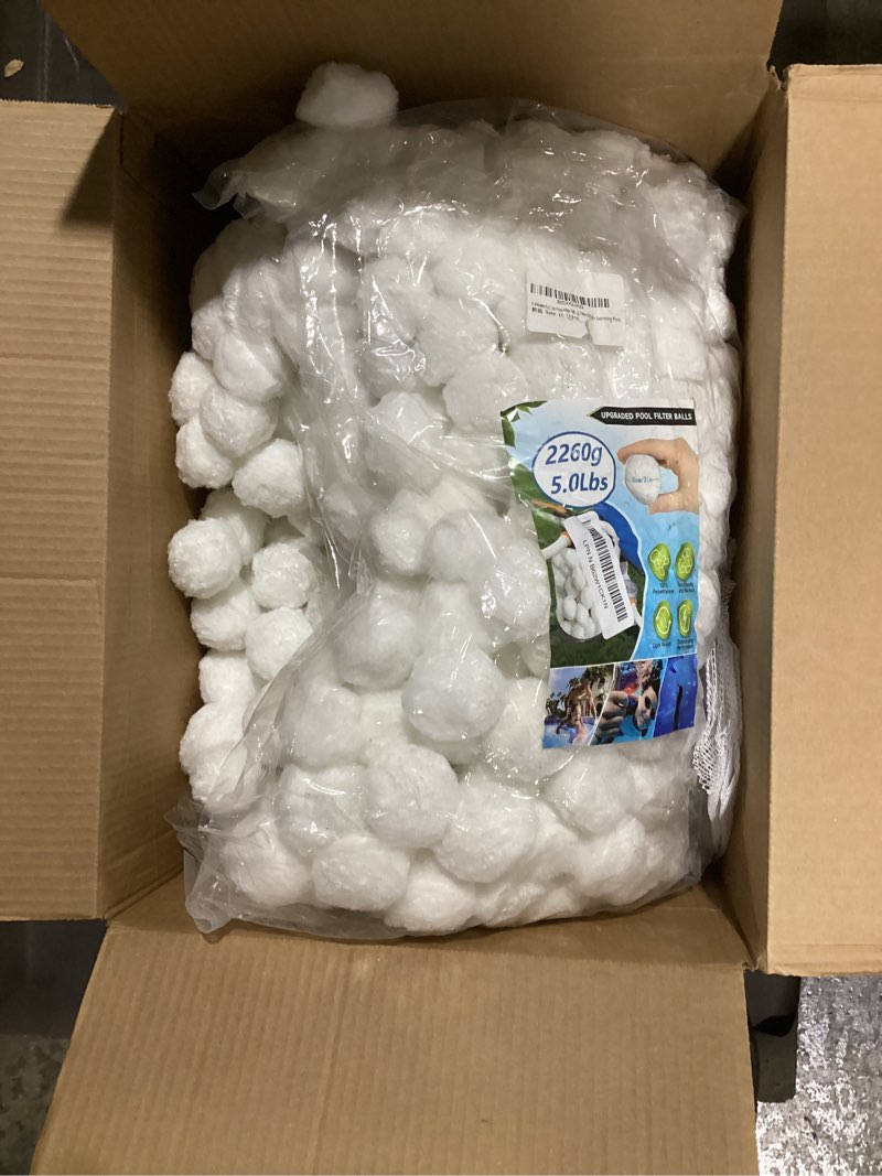 Condition photo showing As Is for 5.0 lbs pool filter balls for sand filter, reusable eco-friendly sand filter balls (equals 225lbs pool filter sand), pool filter media balls with filter bag, filter balls for swimming pools 5.0 pounds