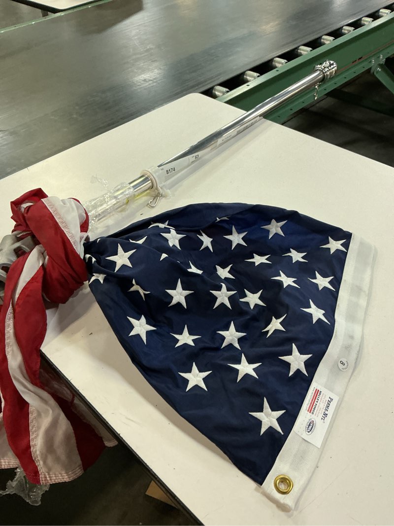 Condition photo showing As Is for ace valley forge us flag kit with spinning pole 2-1/2' x 4' nylon united states — residential use, standard application