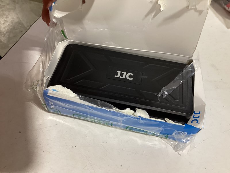 Condition photo showing As Is for jjc multi-function camera battery memory card storage case for 6 sd card,6 cfexpress type-b/xqd cards,5 cfexpress type-a cards,8 aa batteries,3 camera batteries holder box for lp-e6 np-fz100 npw235 for battery x 3 + 6 sd + 6 cfb + 5 cfa + 8 aa