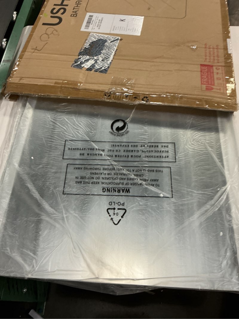 Condition photo showing New/Like New for ushower frameless bathroom mirror for over sink, 24x36 inch rectangle wall vanity mirror for bathroom, bedroom, entryway, polished edge, tempered glass frameless 24"l x 36"w