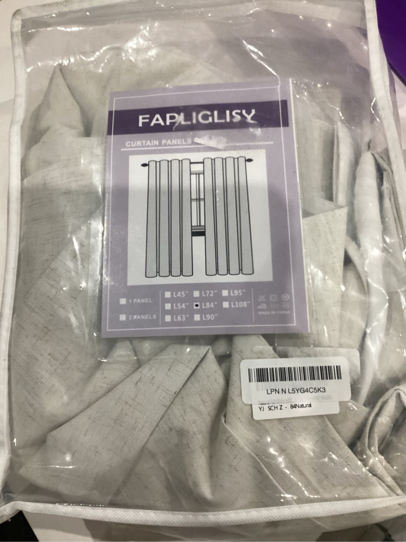 Condition photo showing Good Condition for natural linen pinch pleated blackout curtains 2 panels 40"wx84"l inches long for bedroom living room thermal insulated room darkening pinch pleat drapes soundproof back tab curtain with hooks & rings natural 40"w x 84"l (pack of 2)