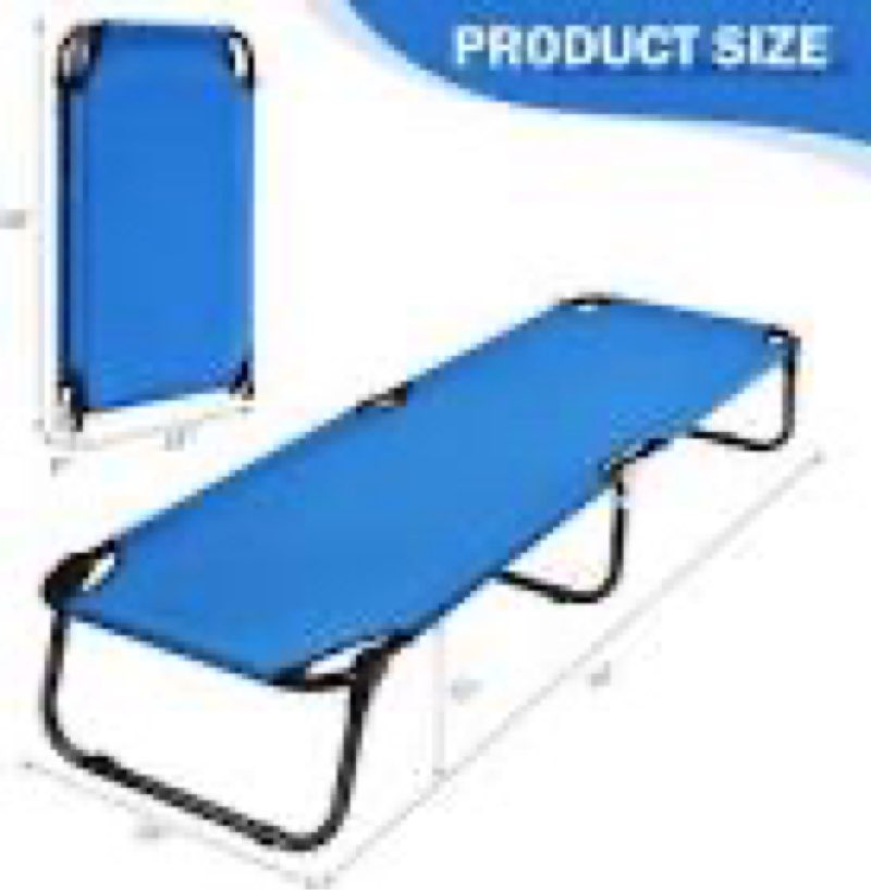 Folding  camping  cot NP13350 Goplus Folding Camping Cot, Heavy Duty Collapsible Foldable Camping Bed for Adults Kids with Non-Slip Foot Pad, Indoor Outdoor Portable Sleeping Cot for Hiking, Camping, Fishing (Blue)