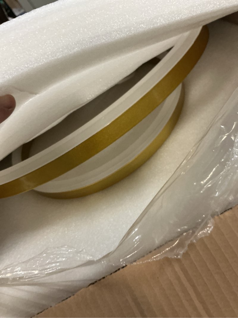 Condition photo showing Good Condition for modern led ceiling light 106w dimmable led acrylic ceiling lamp with remote control 6 rings flush mount ceiling light gold ceiling chandelier for living room dining room bedroom kitchen (5+1g01) gold 6 rings