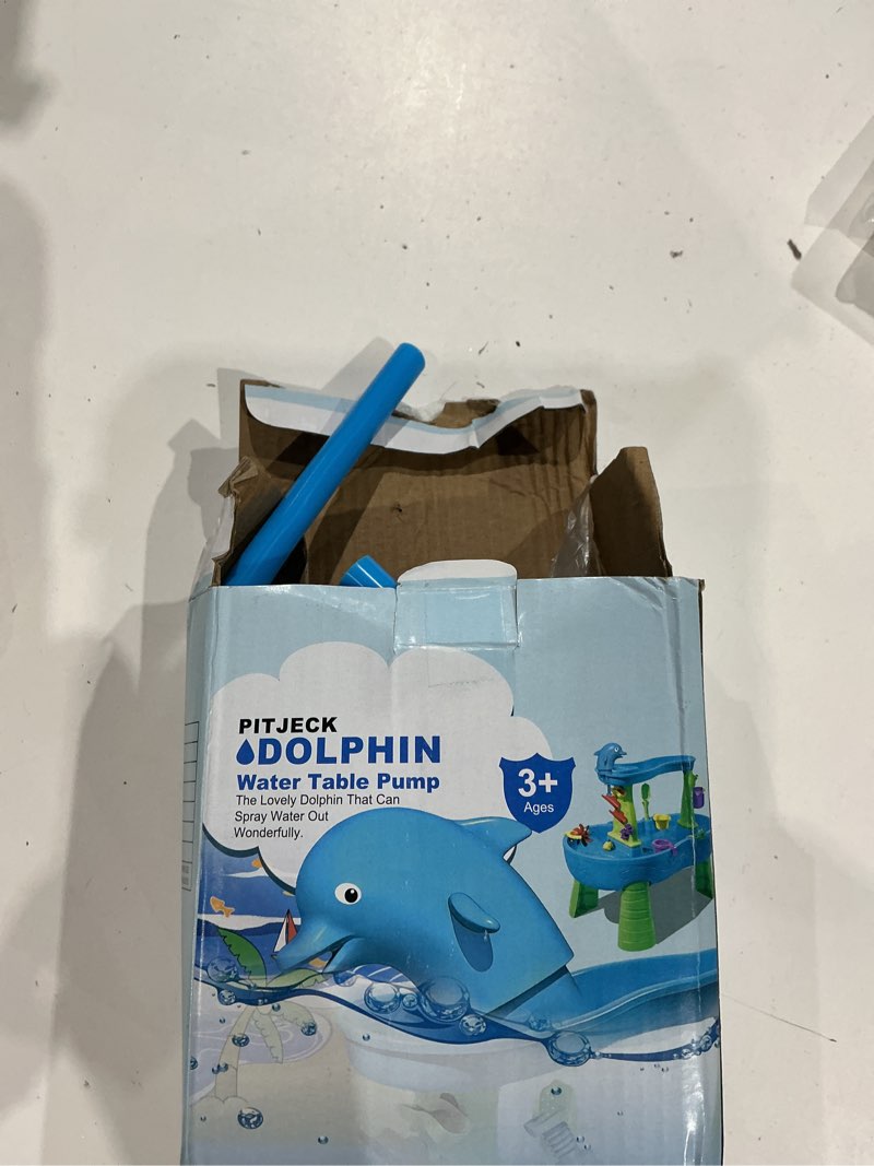 Condition photo showing New/Like New for dolphins water table pump with huge water output, 4 hours non-stop | battery powered continuous flow, edge-locking design for summer outdoor water table accessories for toddlers kids