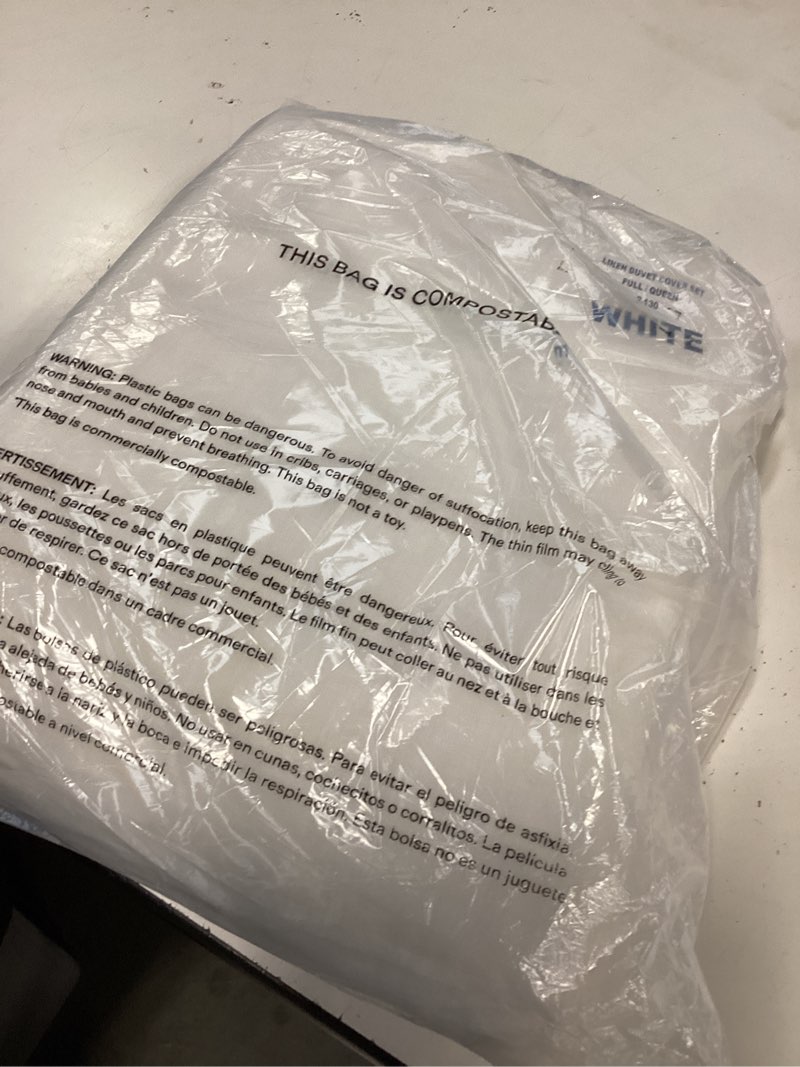 Condition photo showing Good Condition for european linen duvet cover set white full/queen