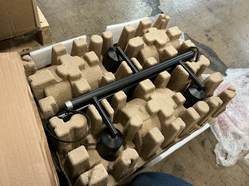 Condition photo showing As Is for allen + roth 67-in Black Multi-head Floor Lamp