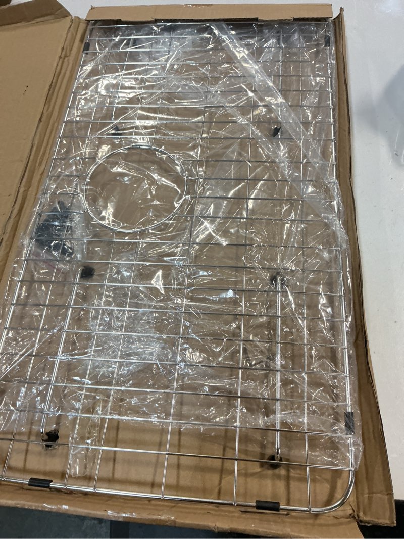 Condition photo showing Good Condition for Stainless Steel Sink Grid and Protectors for Bottom of Kitchen Sink, 26" x 14" Sink Bottom Grid with Rear Drain for Single Sink Bowl (26" X 14 1/16")