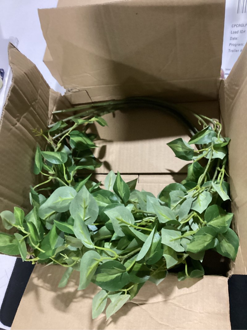 Condition photo showing Good Condition for hyeflora 5pcs artificial eucalyptus leaves stem plants for spring decor, 32.7 inch fake leaves greenery branches green shrubs silk faux foliage diy stems for festival home kitchen farmhouse(green)