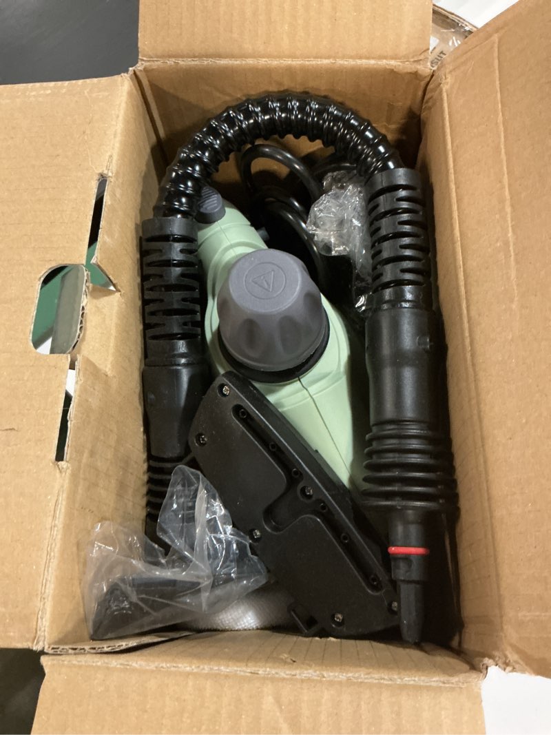 Condition photo showing Good Condition for Handheld Steam Cleaner for Home, High-Pressure Chemical-Free Steamer with 10 Accessories for Deep Cleaning and Less Scrubbing on Kitchen Grease, Bathroom Tile and Grout, Floor, Carpet, Couch and Car military green