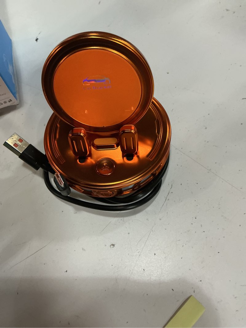 Condition photo showing As Is for 15w magsafe car mount charger with 7-color rgb light, car phone holder for your car, horizontal mode wireless charging, 360° rotating strong suction mount for iphone 17 pro max 16 15 14 13 12 orange