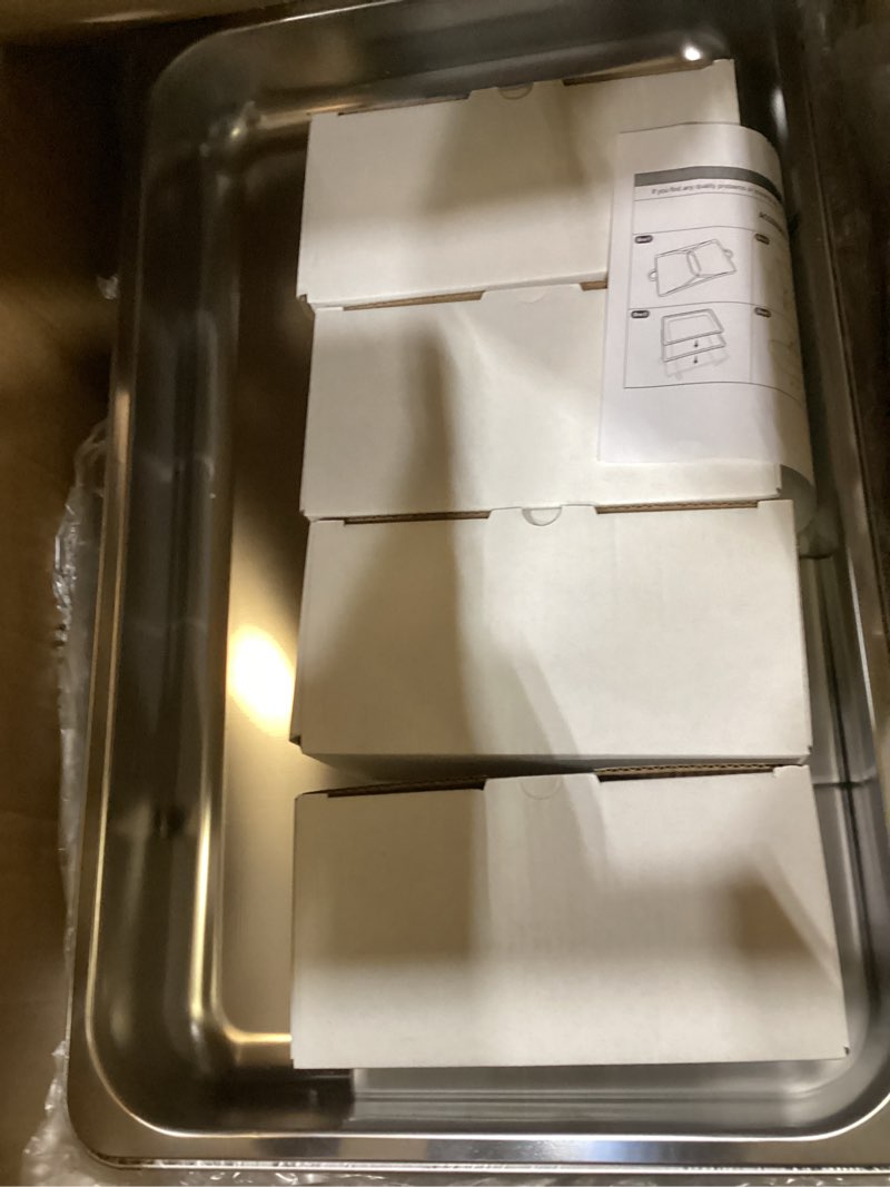 Condition photo showing New/Like New for chafing dishes for buffet 4 pack, [ultrasonic mirror polishing] chafing dish buffet set 9qt, [rolled edge finger protection] buffet servers and warmers for any party, wedding, birthday and hotel