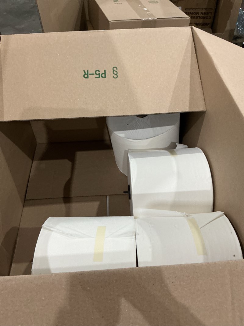 Condition photo showing As Is for tork basic paper wiper white w6, roll towel, 4 x 1452 sheets, 291380 white basic
