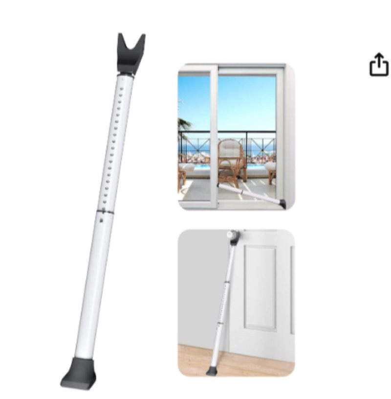 acemining upgraded door security bar & sliding patio bar, heavy duty stoppers adjustable jammer for home, apartment, travel (1 pack,white)