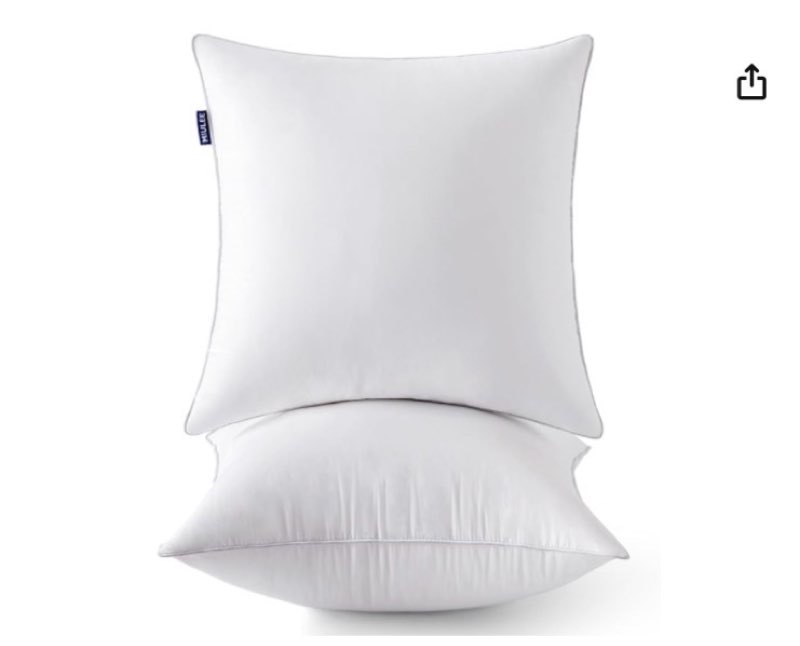 miulee 20 x 20 pillow inserts (set of 2) -throw pillows for couch sofa with 100% cotton covers