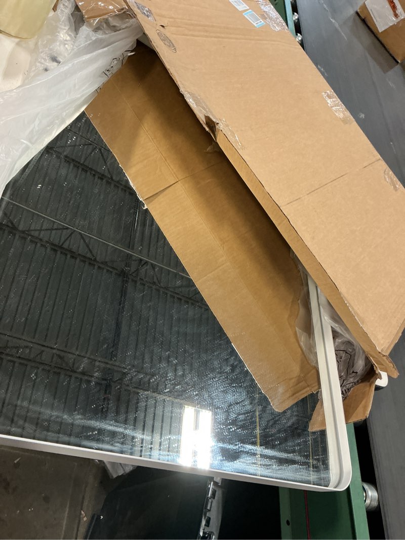 Condition photo showing Good Condition for White Bathroom Mirror 20x30 Inch, White Metal Framed Bathroom Mirror for Wall, Rounded Rectangle Matte Bathroom Vanity Mirror, Tempered Glass, Anti-Rust, Horizontal/Vertical White 20"L x 30"W