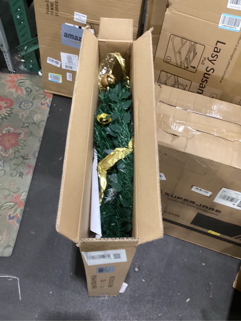 6Ft Pop up Christmas Tree,1 Minute Pull up,Prelit 200 LED Lights,Fully Pre-Decorated 80 Ornaments,8 