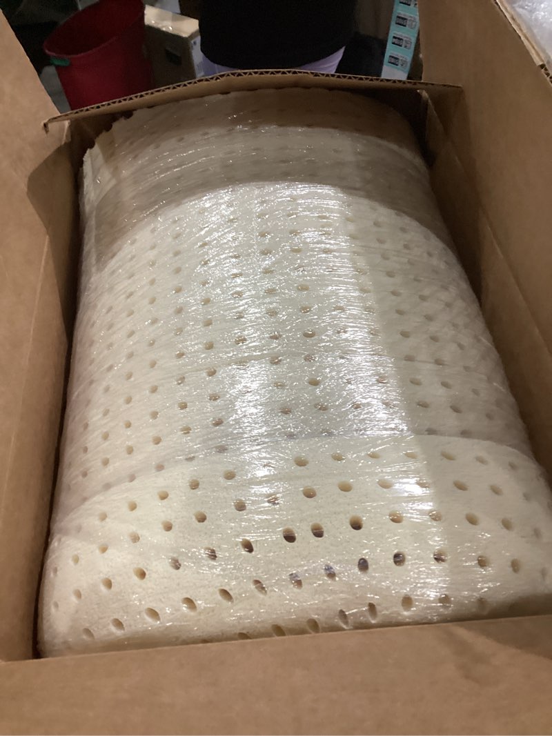 Condition photo showing Good Condition for Green Natural Organic Egg Crate Latex Mattress Topper Queen Size - Soft Plush Pillow Top - GOLS Certified Organic Convoluted Latex Foam - Pressure Point Back Pain Relief Sleeps Cool Breathable Bed Pad Queen / 1.4 inch Egg Crate / Soft