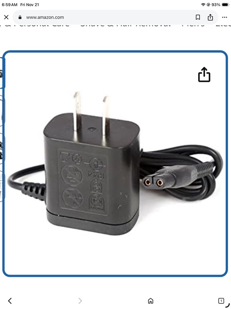 Replacement Power Charging Cord for Philips Norelco Model A00390 S100 RQ300 YQ300 Series For Norelco One Blade