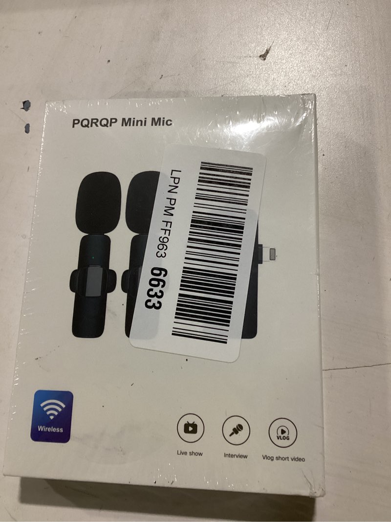 Condition photo showing Good Condition for PQRQP 3 in 1 Professional Wireless Lavalier Microphone for iPhone, Android, Camera, Wireless Microphones, Mini Microphone, Crystal Clear Sound Quality for Recording, Live Streaming, Microphone Clips Elegant Black