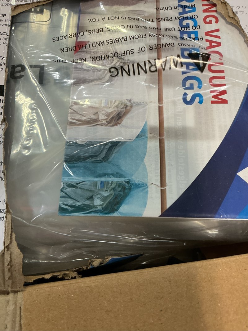 Condition photo showing New/Like New for hanging vacuum storage bags, 6 pack hanging storage bags for clothes with electric pump, vacuum sealed for suits, dress, jackets (6 short) 6-short-epump