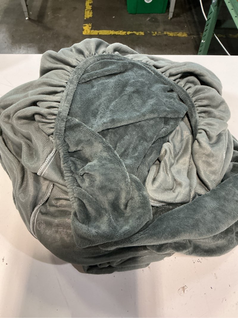 Condition photo showing As Is for velvet bed frame cover, bed base wrap cover, alternative to traditional valance bed sheet skirt cover, fully elastic around the base of your bed, easy to install (queen:59-63", light grey) queen bed width:59-63" light grey