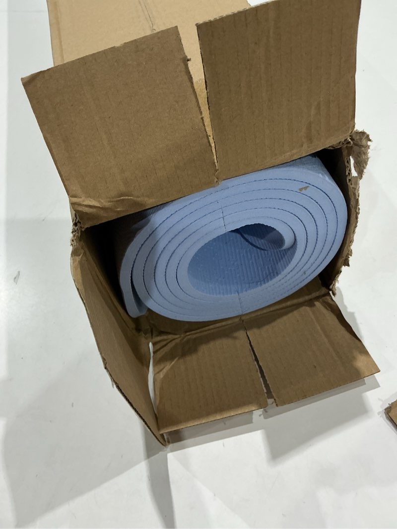 Condition photo showing Good Condition for extra wide yoga mat 72" x 32", 6mm non slip tpe exercise mat with carrying strap, large workout mat for yoga, pilates, stretching, hiit & home gym ice blue