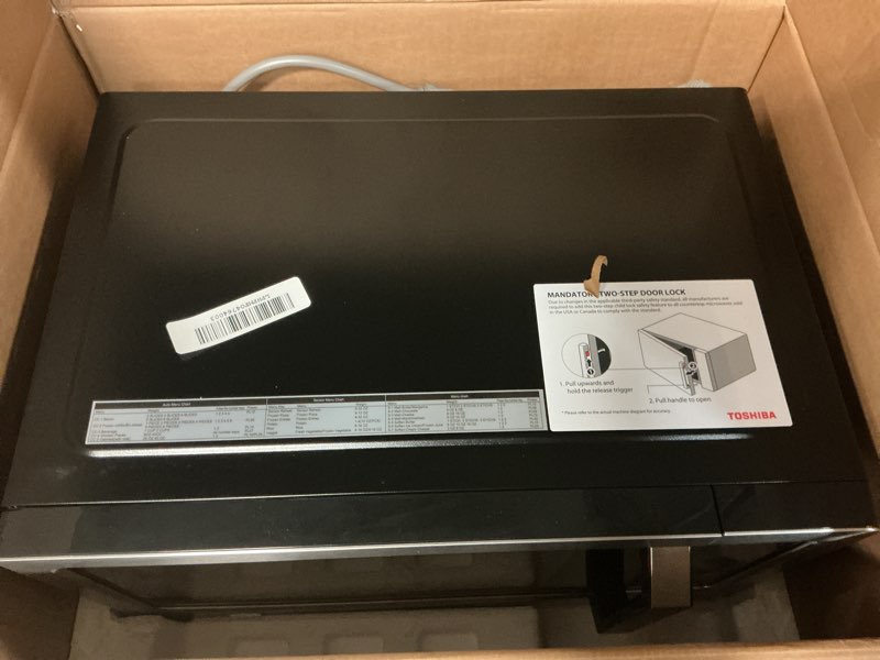 Condition photo showing As Is for TOSHIBA EM131A5C-SS Countertop Microwave Ovens 1.2 Cu Ft with 12.4" Removable Turntable Smart Humidity Sensor, 12 Auto Menus Mute Function ECO Mode Easy Clean Interior, 1000W, Silver 1.20 Cu.ft