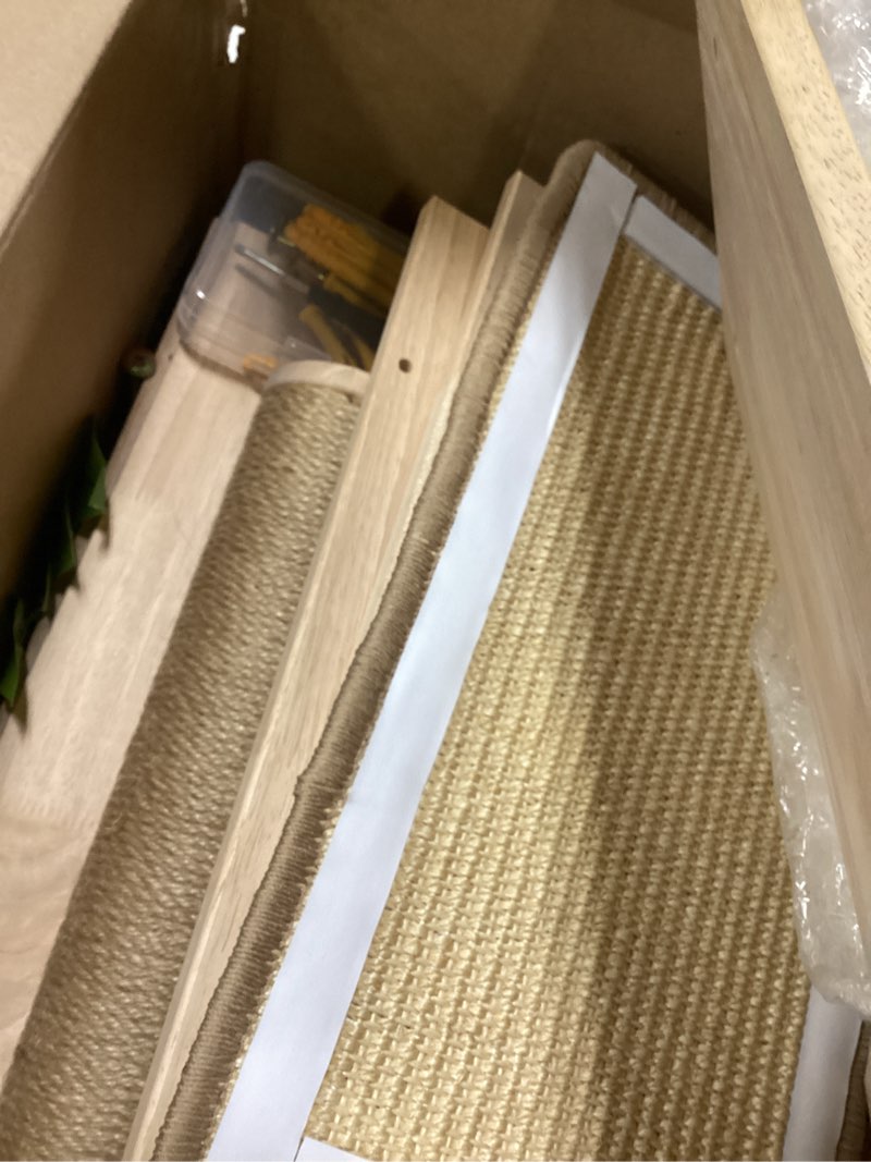 Condition photo showing As Is for fukumaru cat wall shelves, stable wall mounted cats furniture set, kitten scratching post with soft cushion perch, space saving climbing wall for 16 inch drywall - beige