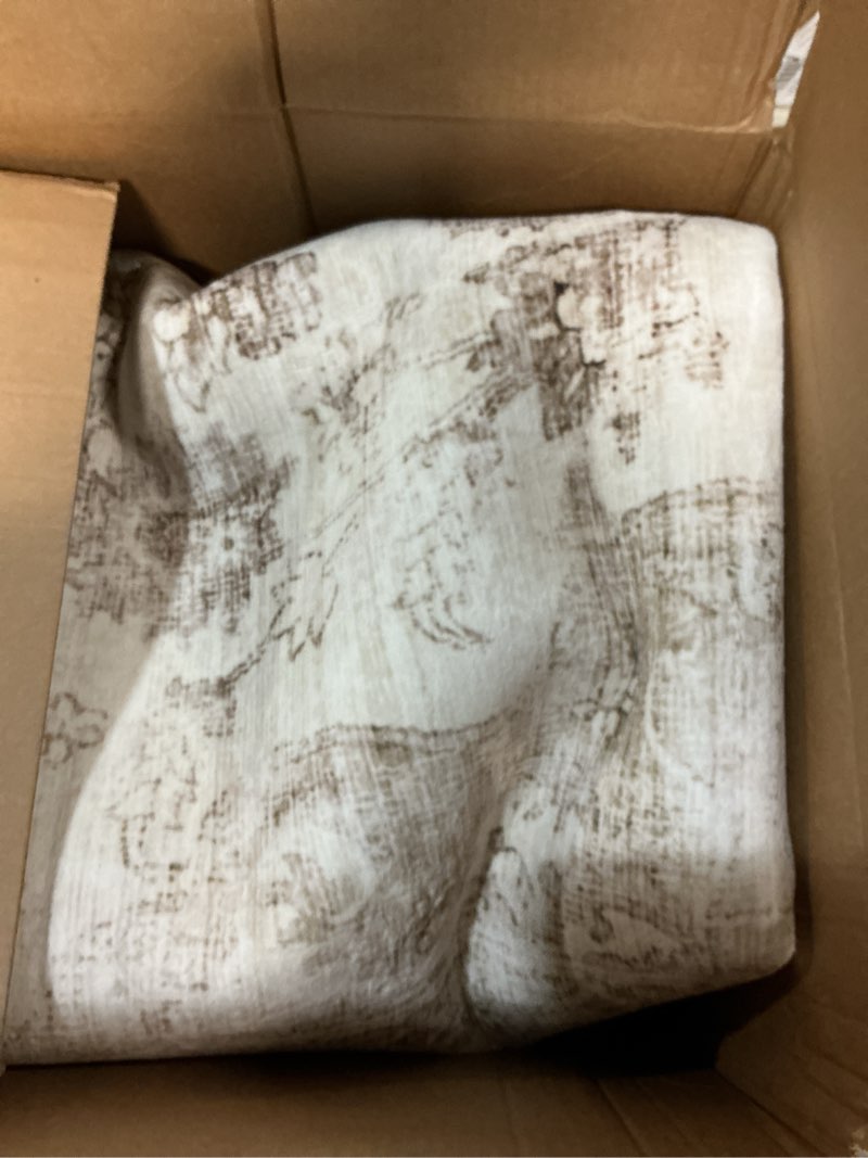 Condition photo showing As Is for 9x12 neutral area rug beige vintage living room bedroom washable carpet non-slip soft medium pile floral indoor large throw rug for dining room office 9' x 12' (softer) beige