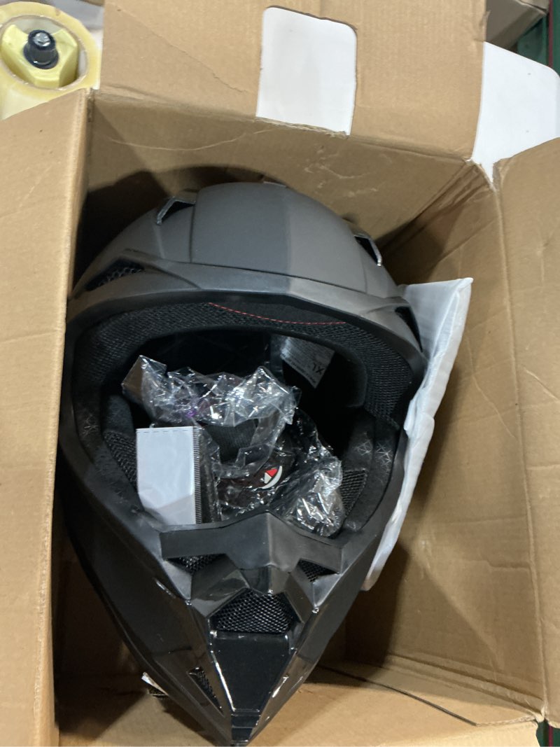 Condition photo showing Good Condition for SPARK Adult Motocross Helmet Dirt Bike Helmets Full Face Motorcycle Off-Road Mountain E-Bike BMX MX ATV Helmet (with Gloves Goggles Mask) 4Pcs Set, DOT Certified X-Large Matte Black